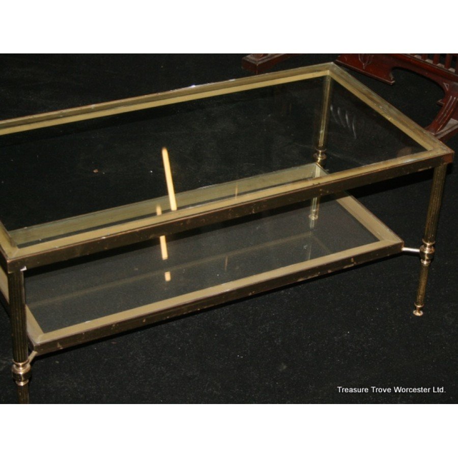Solid Brass & Glass Coffee Table